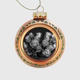 Стеклянный ёлочный шар с принтом Черно-белые розы в Петрозаводске, Стекло | Диаметр: 80 мм | Тематика изображения на принте: букет | цветы