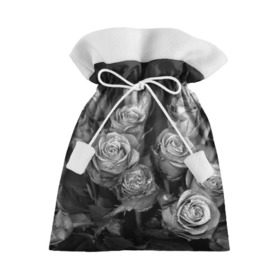 Подарочный 3D мешок с принтом Черно-белые розы в Петрозаводске, 100% полиэстер | Размер: 29*39 см | Тематика изображения на принте: букет | цветы