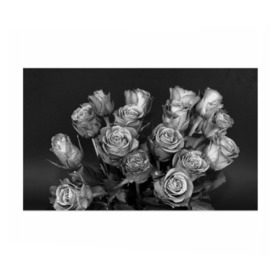 Бумага для упаковки 3D с принтом Черно-белые розы в Петрозаводске, пластик и полированная сталь | круглая форма, металлическое крепление в виде кольца | Тематика изображения на принте: букет | цветы