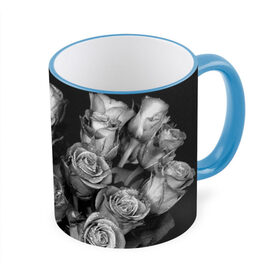 Кружка 3D с принтом Черно-белые розы в Петрозаводске, керамика | ёмкость 330 мл | Тематика изображения на принте: букет | цветы