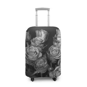 Чехол для чемодана 3D с принтом Черно-белые розы в Петрозаводске, 86% полиэфир, 14% спандекс | двустороннее нанесение принта, прорези для ручек и колес | букет | цветы