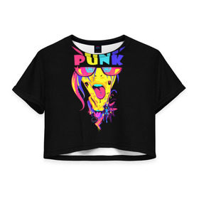Женская футболка 3D укороченная с принтом Punk в Петрозаводске, 100% полиэстер | круглая горловина, длина футболки до линии талии, рукава с отворотами | молодёжь | панки | прикол | субкультура | хиппи | цвет