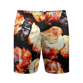 Мужские шорты 3D спортивные с принтом Шашлыки в Петрозаводске,  |  | лето | мясо | шампур