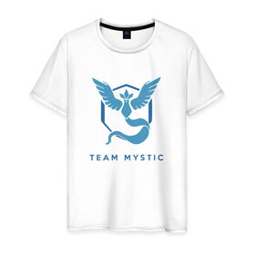 Мужская футболка хлопок с принтом Team mystic в Петрозаводске, 100% хлопок | прямой крой, круглый вырез горловины, длина до линии бедер, слегка спущенное плечо. | Тематика изображения на принте: 