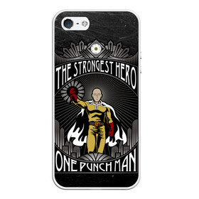 Чехол для iPhone 5/5S матовый с принтом One Punch Man в Петрозаводске, Силикон | Область печати: задняя сторона чехла, без боковых панелей | one punch man | saitama | ванпанчмен | сайтама