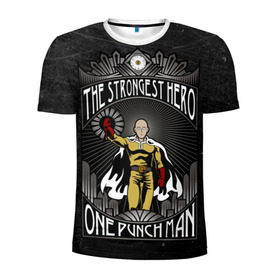 Мужская футболка 3D спортивная с принтом One Punch Man в Петрозаводске, 100% полиэстер с улучшенными характеристиками | приталенный силуэт, круглая горловина, широкие плечи, сужается к линии бедра | one punch man | saitama | ванпанчмен | сайтама