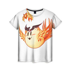 Женская футболка 3D с принтом Феникс Кот в Петрозаводске, 100% полиэфир ( синтетическое хлопкоподобное полотно) | прямой крой, круглый вырез горловины, длина до линии бедер | dota | dota 2 | phoenix | дота | дотан | раки | феникс