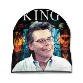 Шапка 3D с принтом Стивен Кинг - Король ужасов в Петрозаводске, 100% полиэстер | универсальный размер, печать по всей поверхности изделия | Тематика изображения на принте: король ужасов | писатель | триллер | ужасы