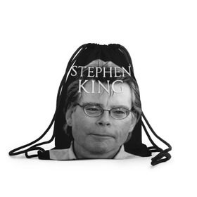 Рюкзак-мешок 3D с принтом Стивен Кинг - Король ужасов в Петрозаводске, 100% полиэстер | плотность ткани — 200 г/м2, размер — 35 х 45 см; лямки — толстые шнурки, застежка на шнуровке, без карманов и подкладки | король ужасов | писатель | триллер | ужасы