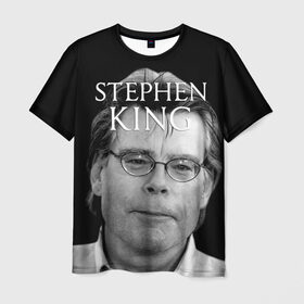 Мужская футболка 3D с принтом Стивен Кинг - Король ужасов в Петрозаводске, 100% полиэфир | прямой крой, круглый вырез горловины, длина до линии бедер | Тематика изображения на принте: король ужасов | писатель | триллер | ужасы