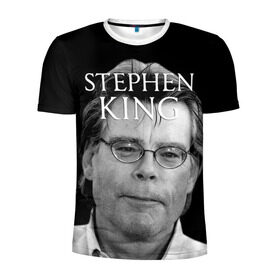 Мужская футболка 3D спортивная с принтом Стивен Кинг - Король ужасов в Петрозаводске, 100% полиэстер с улучшенными характеристиками | приталенный силуэт, круглая горловина, широкие плечи, сужается к линии бедра | Тематика изображения на принте: король ужасов | писатель | триллер | ужасы