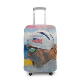 Чехол для чемодана 3D с принтом Майкл Фелпс в Петрозаводске, 86% полиэфир, 14% спандекс | двустороннее нанесение принта, прорези для ручек и колес | swimming | бассейн | олимпиада | плавание | пловец | рио | фелпс