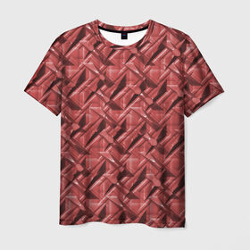 Мужская футболка 3D с принтом Текстура, тиснение в Петрозаводске, 100% полиэфир | прямой крой, круглый вырез горловины, длина до линии бедер | Тематика изображения на принте: краска | красный | металл | стиль | текстура | фото