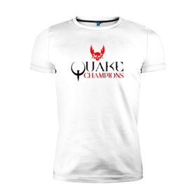 Мужская футболка премиум с принтом Quake is back! в Петрозаводске, 92% хлопок, 8% лайкра | приталенный силуэт, круглый вырез ворота, длина до линии бедра, короткий рукав | q1 | q2 | q3 | quake | квейк | крылья | олд | череп