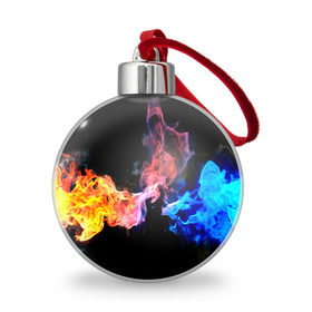 Ёлочный шар с принтом Битва огней в Петрозаводске, Пластик | Диаметр: 77 мм | красный | огонь | синий