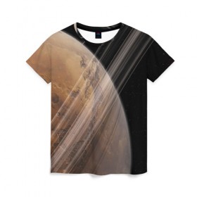 Женская футболка 3D с принтом Планета в Петрозаводске, 100% полиэфир ( синтетическое хлопкоподобное полотно) | прямой крой, круглый вырез горловины, длина до линии бедер | 