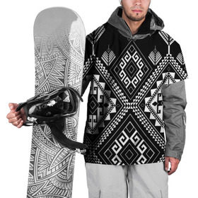 Накидка на куртку 3D с принтом Индейские мотивы в Петрозаводске, 100% полиэстер |  | вышивка | орнамент | свитер | черно белый