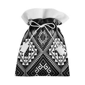 Подарочный 3D мешок с принтом Индейские мотивы в Петрозаводске, 100% полиэстер | Размер: 29*39 см | Тематика изображения на принте: вышивка | орнамент | свитер | черно белый