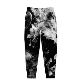Мужские брюки 3D с принтом Дым в Петрозаводске, 100% полиэстер | манжеты по низу, эластичный пояс регулируется шнурком, по бокам два кармана без застежек, внутренняя часть кармана из мелкой сетки | огонь | черно белый