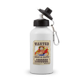 Бутылка спортивная с принтом Wanted Luffy в Петрозаводске, металл | емкость — 500 мл, в комплекте две пластиковые крышки и карабин для крепления | ван пис | луффи | разыскивается