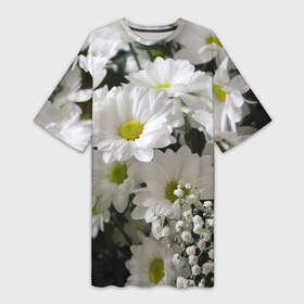 Платье-футболка 3D с принтом Белоснежное цветение в Петрозаводске,  |  | ландыши | лепестки | прикольные картинки | ромашки | цветочки | цветы