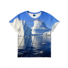 Детская футболка 3D с принтом Айсберг в Петрозаводске, 100% гипоаллергенный полиэфир | прямой крой, круглый вырез горловины, длина до линии бедер, чуть спущенное плечо, ткань немного тянется | айсберг | антаркида | арктика | вода | лёд | океан | отражение | север | солнце | холод