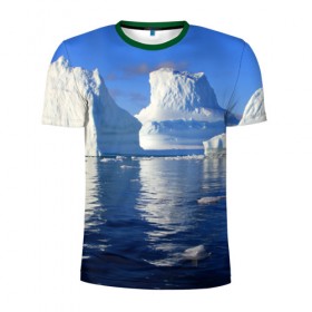 Мужская футболка 3D спортивная с принтом Айсберг в Петрозаводске, 100% полиэстер с улучшенными характеристиками | приталенный силуэт, круглая горловина, широкие плечи, сужается к линии бедра | айсберг | антаркида | арктика | вода | лёд | океан | отражение | север | солнце | холод