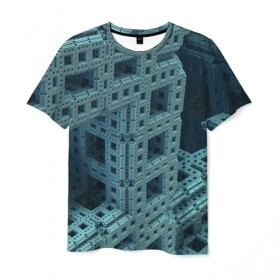 Мужская футболка 3D с принтом Фрактал в Петрозаводске, 100% полиэфир | прямой крой, круглый вырез горловины, длина до линии бедер | 
