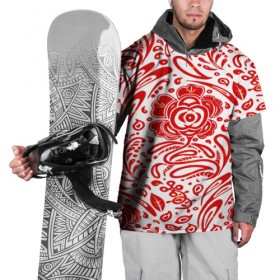 Накидка на куртку 3D с принтом Хохлома в Петрозаводске, 100% полиэстер |  | Тематика изображения на принте: белый | красный | орнамент | растительный
