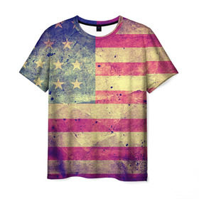 Мужская футболка 3D с принтом Америка в Петрозаводске, 100% полиэфир | прямой крой, круглый вырез горловины, длина до линии бедер | grunge | америка | сша | флаг