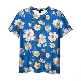 Мужская футболка 3D с принтом Цветы ретро 5 в Петрозаводске, 100% полиэфир | прямой крой, круглый вырез горловины, длина до линии бедер | Тематика изображения на принте:   | винтаж | прованс | роза | роспись | узор | цветок | цветы