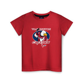 Детская футболка хлопок с принтом Washington Capitals Hockey в Петрозаводске, 100% хлопок | круглый вырез горловины, полуприлегающий силуэт, длина до линии бедер | nhl | washington capitals | спорт | хоккей
