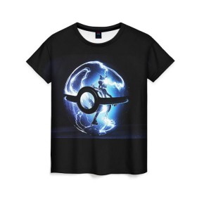 Женская футболка 3D с принтом Покеболл в Петрозаводске, 100% полиэфир ( синтетическое хлопкоподобное полотно) | прямой крой, круглый вырез горловины, длина до линии бедер | pokemon go