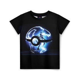 Детская футболка 3D с принтом Покеболл в Петрозаводске, 100% гипоаллергенный полиэфир | прямой крой, круглый вырез горловины, длина до линии бедер, чуть спущенное плечо, ткань немного тянется | pokemon go