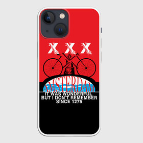 Чехол для iPhone 13 mini с принтом Amsterdam t shirt в Петрозаводске,  |  | Тематика изображения на принте: american football | baseball | fashion | football | sport | sport league | style | team | west | американский футбол | амстер | амстердам | амстэрдам | бейсбол | голландия | запад | команды | мода | надписи | спорт | спортивные лиги | стиль