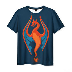 Мужская футболка 3D с принтом Fire в Петрозаводске, 100% полиэфир | прямой крой, круглый вырез горловины, длина до линии бедер | bulbasaur | pikachu | pokemon | squirtle | бальбазар | пикачу | покемон | сквиртл
