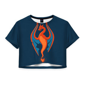 Женская футболка 3D укороченная с принтом Fire в Петрозаводске, 100% полиэстер | круглая горловина, длина футболки до линии талии, рукава с отворотами | bulbasaur | pikachu | pokemon | squirtle | бальбазар | пикачу | покемон | сквиртл