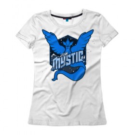 Женская футболка 3D с принтом Team Mystic в Петрозаводске, 100% полиэфир ( синтетическое хлопкоподобное полотно) | прямой крой, круглый вырез горловины, длина до линии бедер | Тематика изображения на принте: 