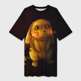 Платье-футболка 3D с принтом Пика Пика в Петрозаводске,  |  | bulbasaur | pikachu | pokemon | squirtle | бальбазар | пикачу | покемон | сквиртл