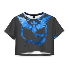 Женская футболка 3D укороченная с принтом Blue в Петрозаводске, 100% полиэстер | круглая горловина, длина футболки до линии талии, рукава с отворотами | bulbasaur | pikachu | pokemon | squirtle | бальбазар | пикачу | покемон | сквиртл