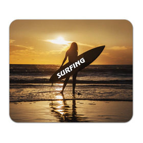 Коврик прямоугольный с принтом Surfing в Петрозаводске, натуральный каучук | размер 230 х 185 мм; запечатка лицевой стороны | Тематика изображения на принте: волна | девушка | море | прикольные картинки | сёрфинг | солнце | спорт | экстрим