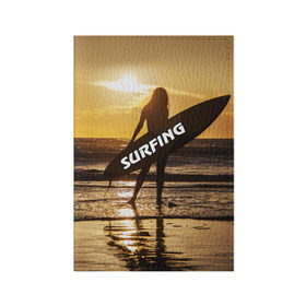 Обложка для паспорта матовая кожа с принтом Surfing в Петрозаводске, натуральная матовая кожа | размер 19,3 х 13,7 см; прозрачные пластиковые крепления | Тематика изображения на принте: волна | девушка | море | прикольные картинки | сёрфинг | солнце | спорт | экстрим
