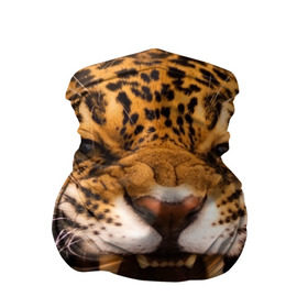 Бандана-труба 3D с принтом Леопард в Петрозаводске, 100% полиэстер, ткань с особыми свойствами — Activecool | плотность 150‒180 г/м2; хорошо тянется, но сохраняет форму | дикая кошка | клыки | леопард | оскал | хищник