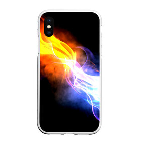 Чехол для iPhone XS Max матовый с принтом Brisk Fire в Петрозаводске, Силикон | Область печати: задняя сторона чехла, без боковых панелей | Тематика изображения на принте: дым | желтый | огонь | синий