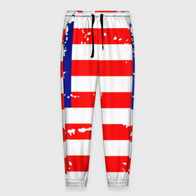 Мужские брюки 3D с принтом Америка в Петрозаводске, 100% полиэстер | манжеты по низу, эластичный пояс регулируется шнурком, по бокам два кармана без застежек, внутренняя часть кармана из мелкой сетки | grunge | америка | сша | флаг