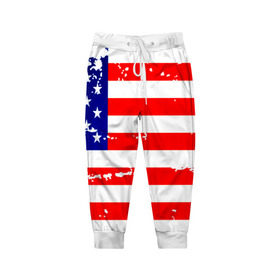 Детские брюки 3D с принтом Америка в Петрозаводске, 100% полиэстер | манжеты по низу, эластичный пояс регулируется шнурком, по бокам два кармана без застежек, внутренняя часть кармана из мелкой сетки | Тематика изображения на принте: grunge | америка | сша | флаг
