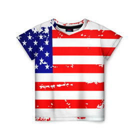 Детская футболка 3D с принтом Америка в Петрозаводске, 100% гипоаллергенный полиэфир | прямой крой, круглый вырез горловины, длина до линии бедер, чуть спущенное плечо, ткань немного тянется | grunge | америка | сша | флаг
