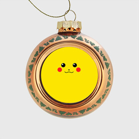 Стеклянный ёлочный шар с принтом Happy Pikachu в Петрозаводске, Стекло | Диаметр: 80 мм | Тематика изображения на принте: 