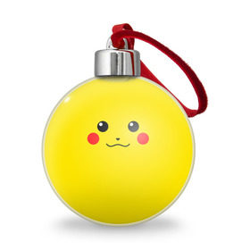 Ёлочный шар с принтом Happy Pikachu в Петрозаводске, Пластик | Диаметр: 77 мм | Тематика изображения на принте: 