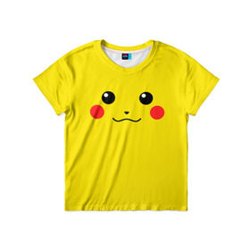 Детская футболка 3D с принтом Happy Pikachu в Петрозаводске, 100% гипоаллергенный полиэфир | прямой крой, круглый вырез горловины, длина до линии бедер, чуть спущенное плечо, ткань немного тянется | 